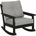 Polywood GNR23BL-145980 Vineyard Black / Grey Mist Deep Seating Rocking Chair 633GNR23BL14